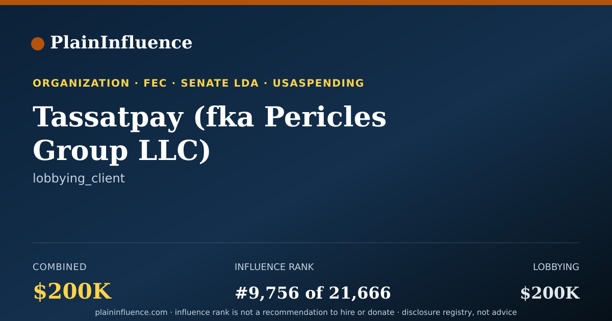 Shareable card for Tassatpay (fka Pericles Group LLC)