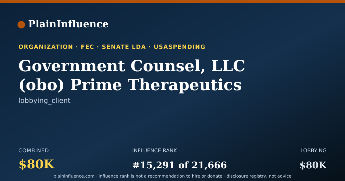 Shareable card for Government Counsel, LLC (obo) Prime Therapeutics