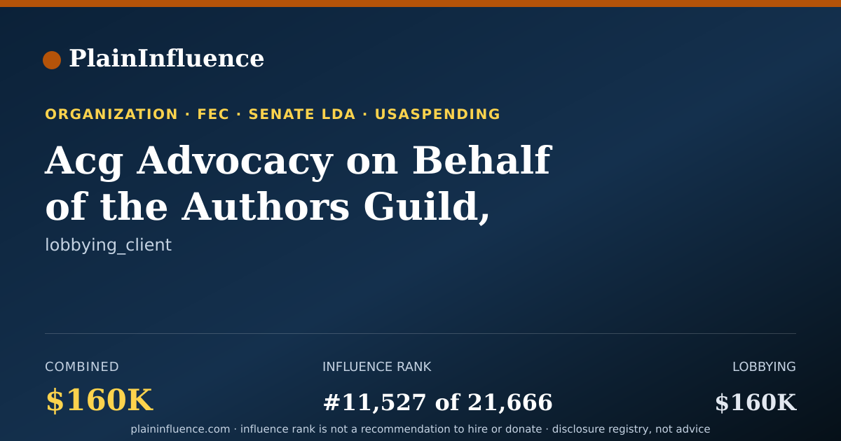 Shareable card for Acg Advocacy on Behalf of the Authors Guild, INC.