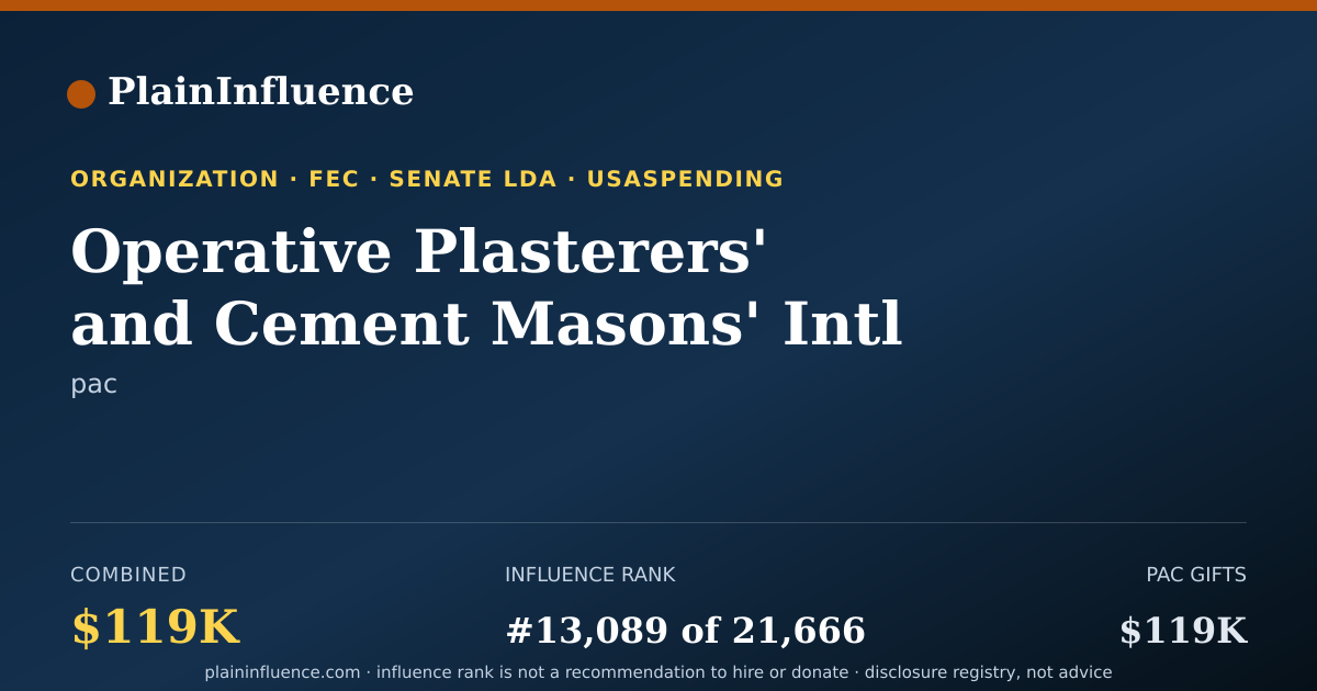 Shareable card for Operative Plasterers' and Cement Masons' Intl Association