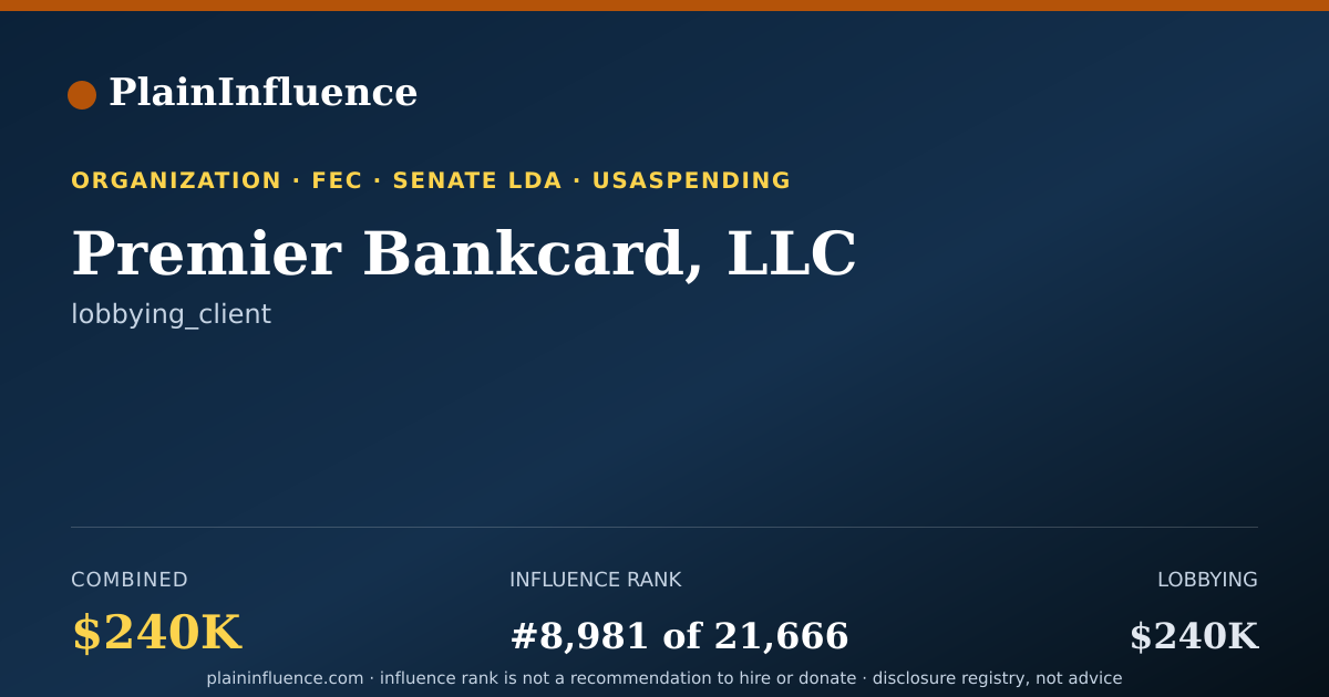 Shareable card for Premier Bankcard, LLC
