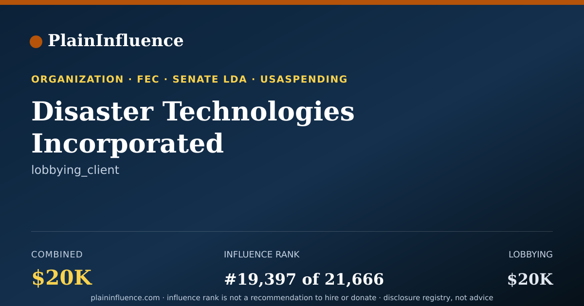 Shareable card for Disaster Technologies Incorporated
