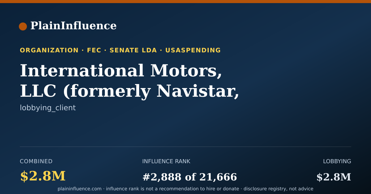 Shareable card for International Motors, LLC (formerly Navistar, INC)