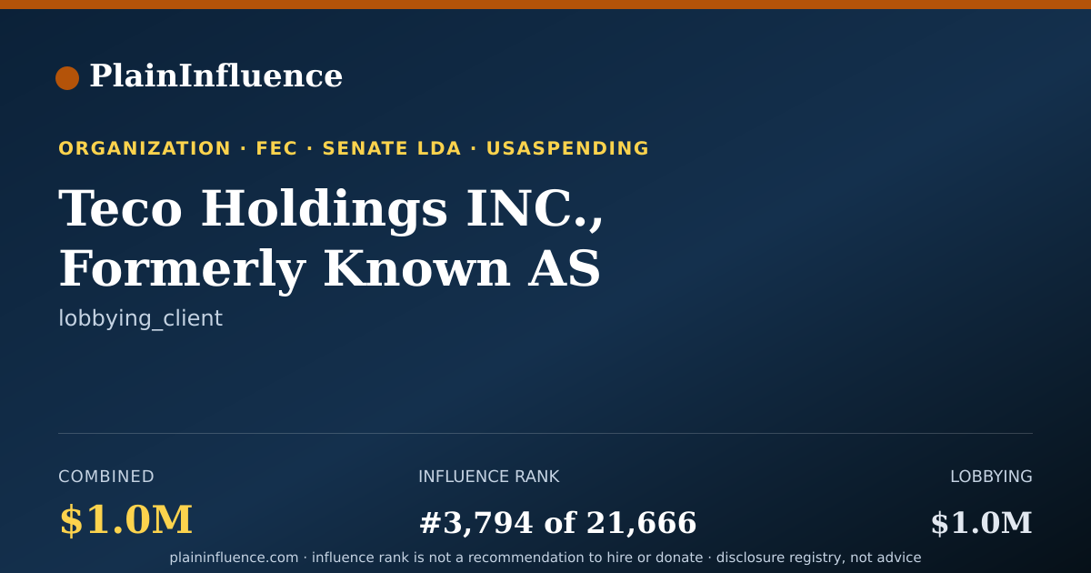 Shareable card for Teco Holdings INC., Formerly Known AS Energy, INC.