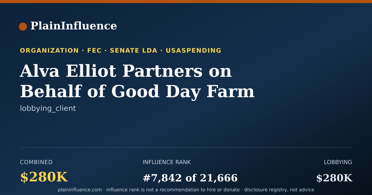 Shareable card for Alva Elliot Partners on Behalf of Good Day Farm LLC