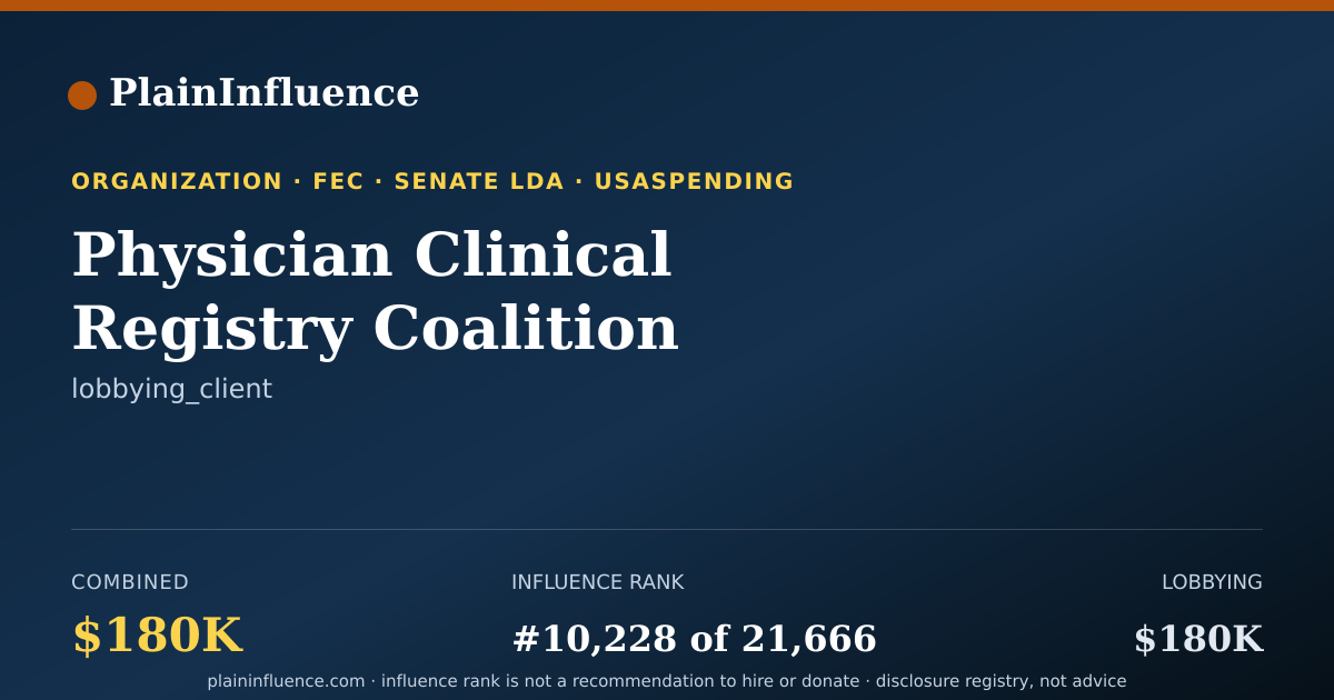 Shareable card for Physician Clinical Registry Coalition