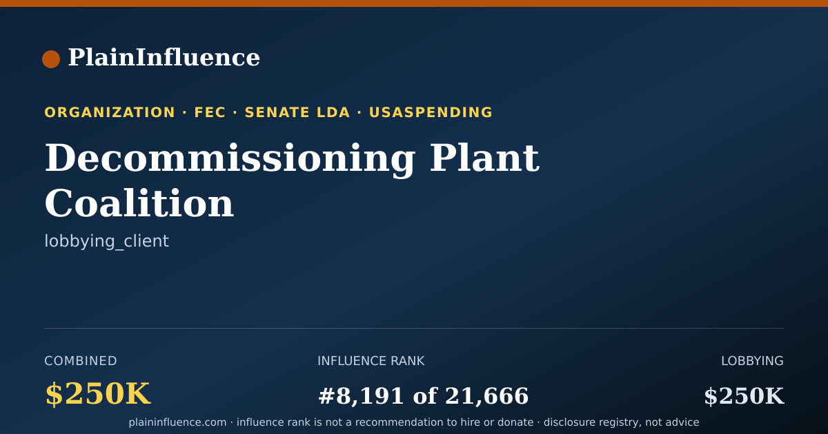 Shareable card for Decommissioning Plant Coalition