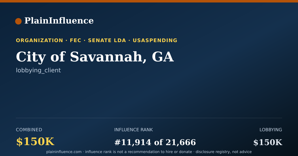 Shareable card for City of Savannah, GA