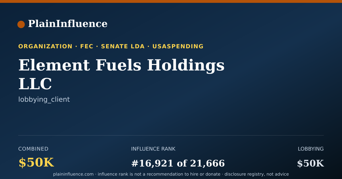 Shareable card for Element Fuels Holdings LLC