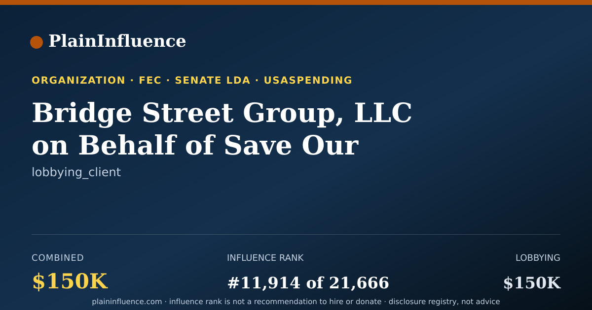 Shareable card for Bridge Street Group, LLC on Behalf of Save Our Standards