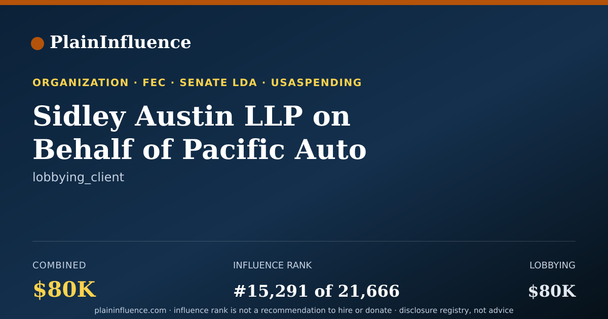 Shareable card for Sidley Austin LLP on Behalf of Pacific Auto Recycling Center