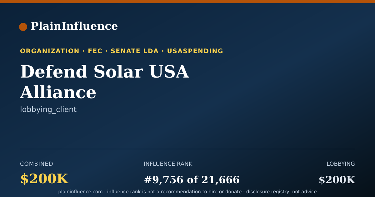 Shareable card for Defend Solar USA Alliance