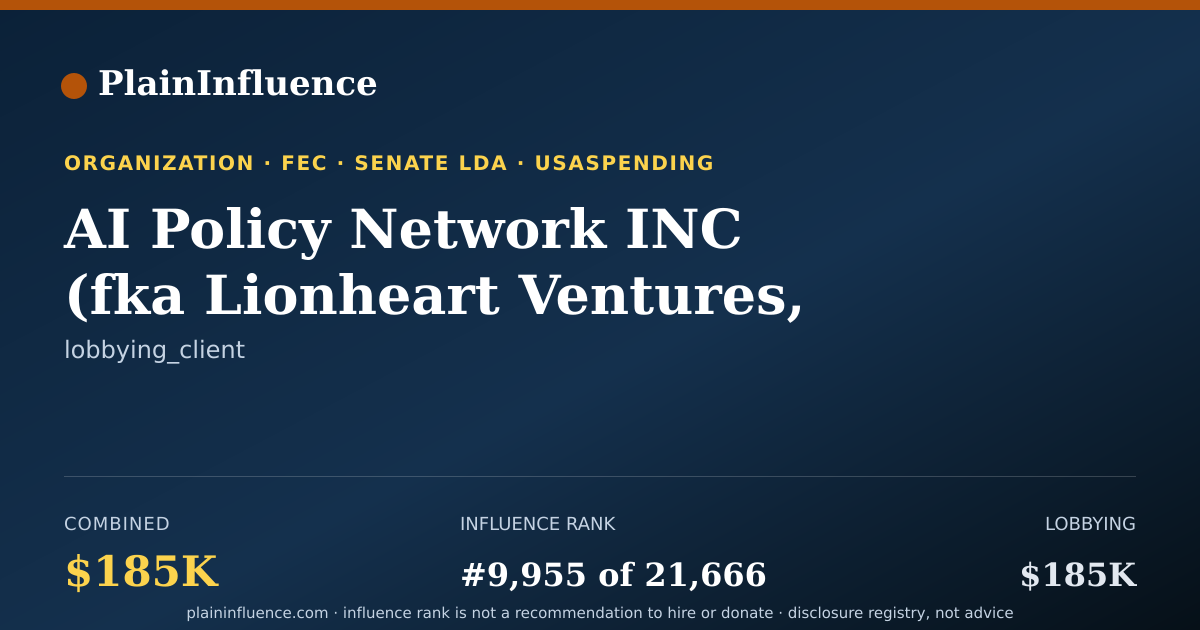 Shareable card for AI Policy Network INC (fka Lionheart Ventures, LLC)