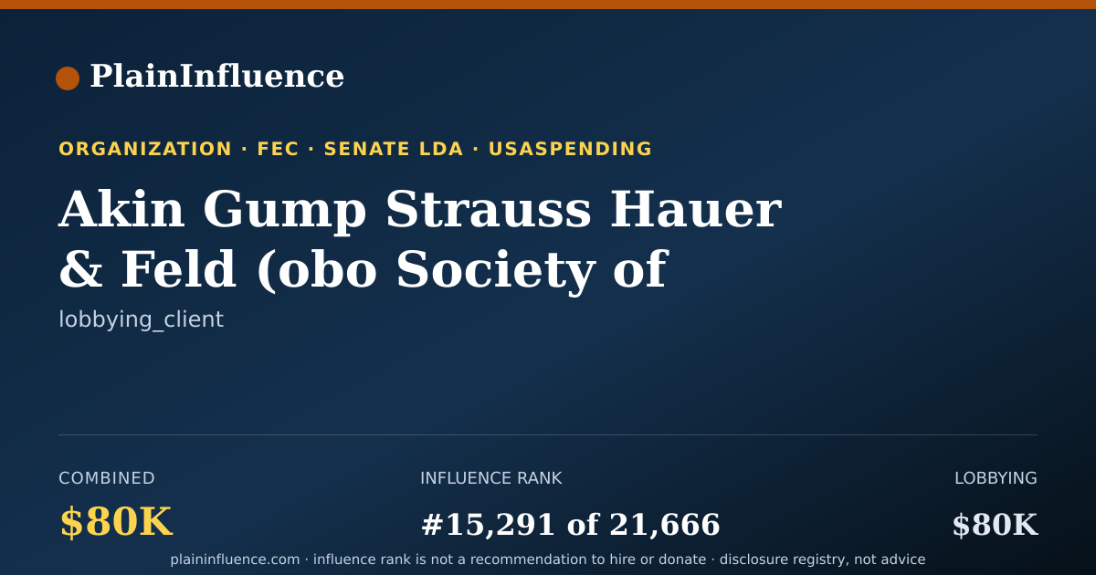 Shareable card for Akin Gump Strauss Hauer & Feld (obo Society of Manufacturing Engineers).