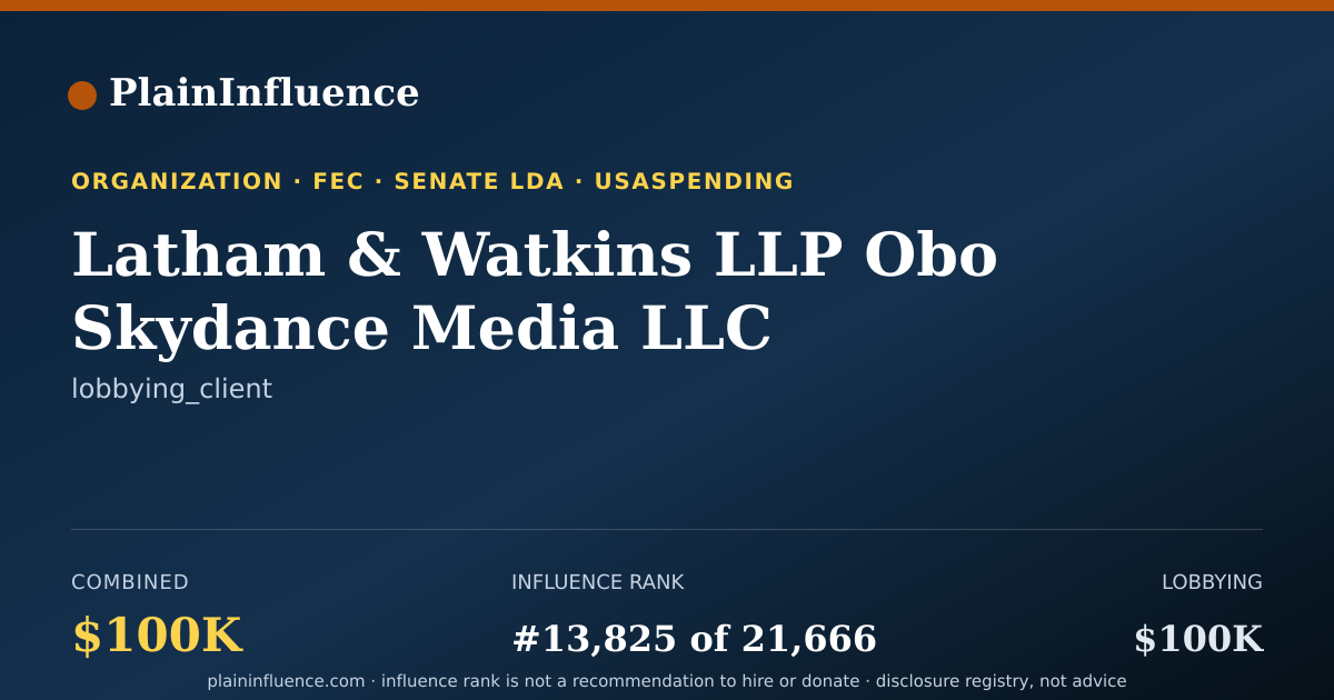 Shareable card for Latham & Watkins LLP Obo Skydance Media LLC