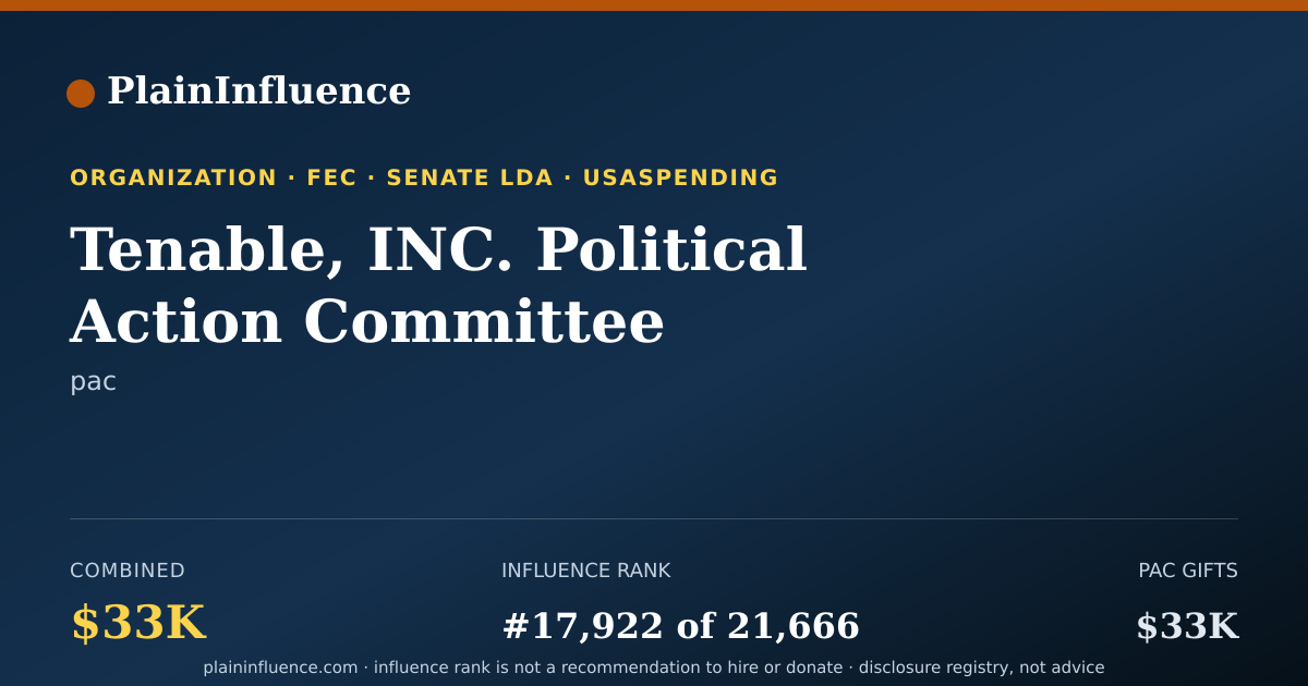 Shareable card for Tenable, INC. Political Action Committee (tenable PAC)