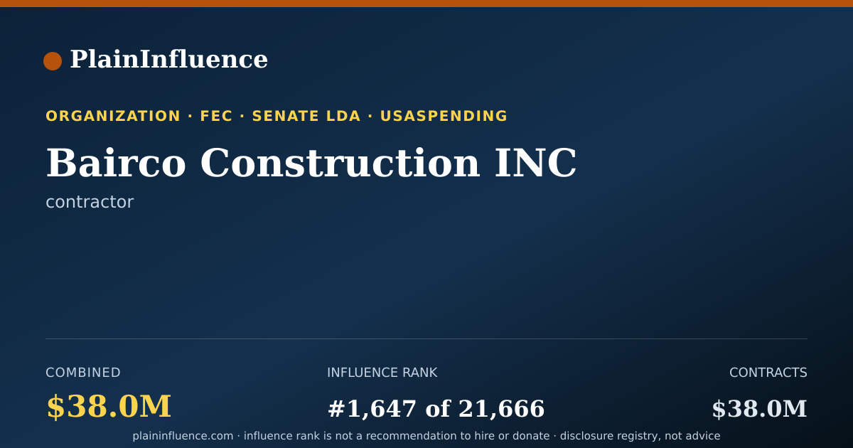 Shareable card for Bairco Construction INC