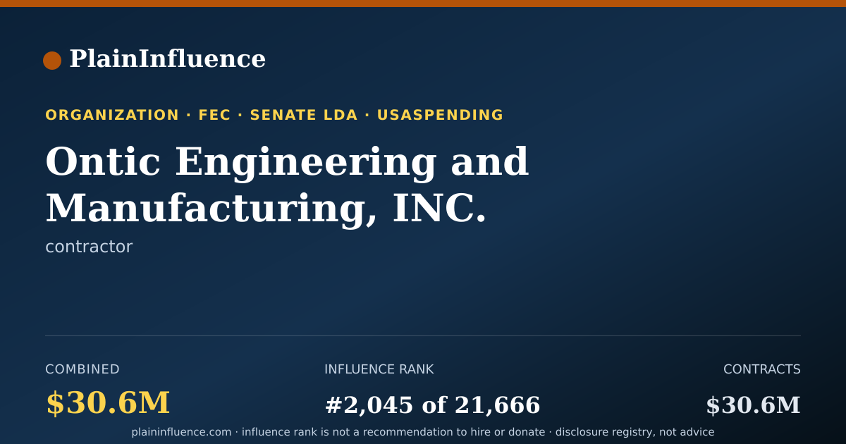 Shareable card for Ontic Engineering and Manufacturing, INC.