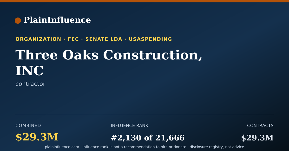 Shareable card for Three Oaks Construction, INC