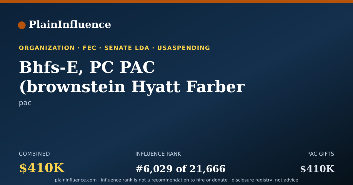 Shareable card for Bhfs-E, PC PAC (brownstein Hyatt Farber Schreck Political Action Committee)