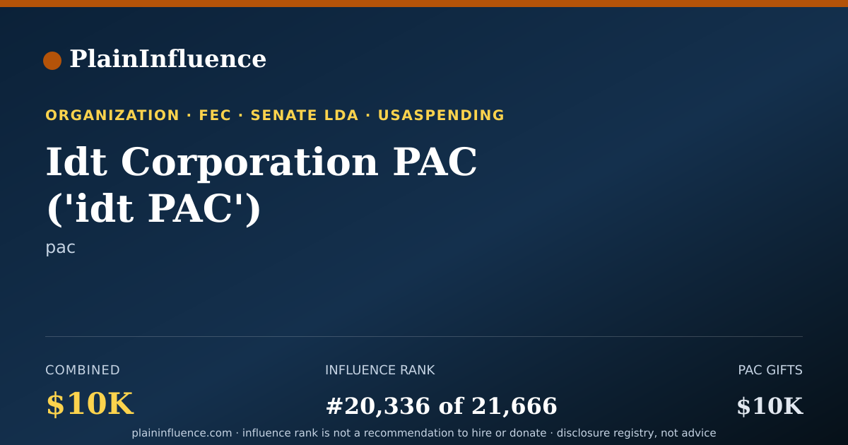 Shareable card for Idt Corporation PAC ('idt PAC')
