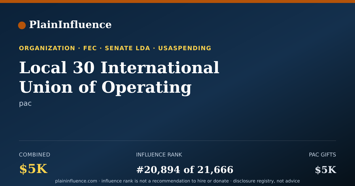 Shareable card for Local 30 International Union of Operating Engineers Political Action Committee
