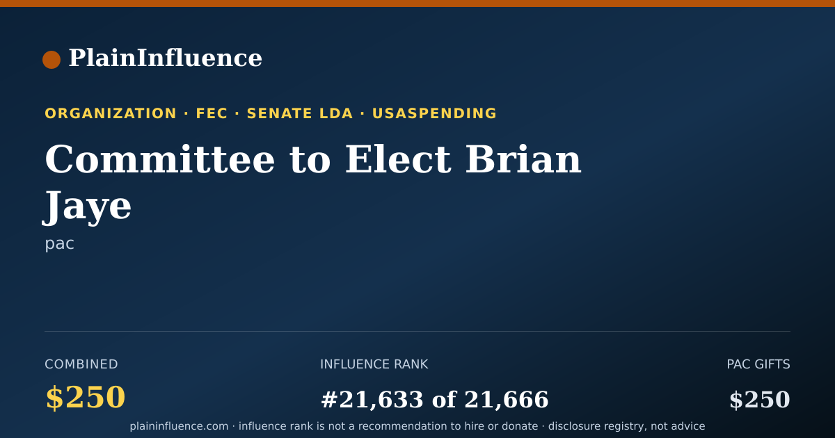 Shareable card for Committee to Elect Brian Jaye