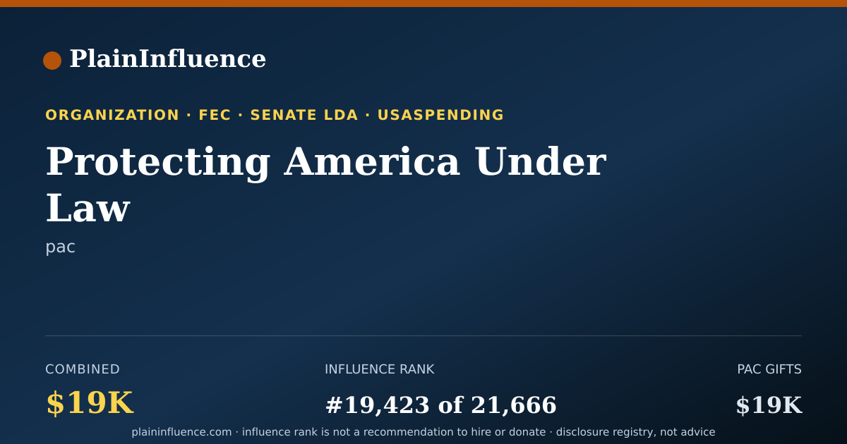 Shareable card for Protecting America Under Law