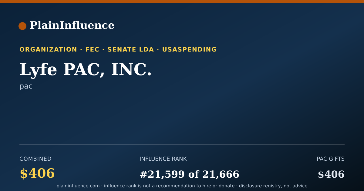 Shareable card for Lyfe PAC, INC.
