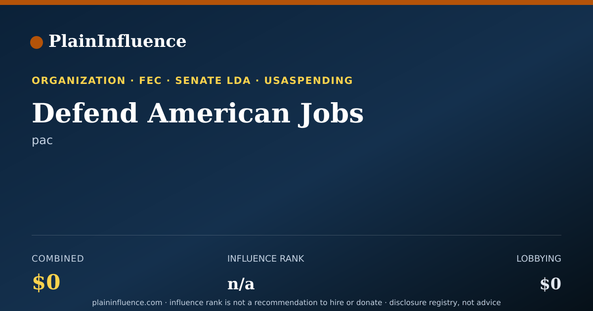 Shareable card for Defend American Jobs