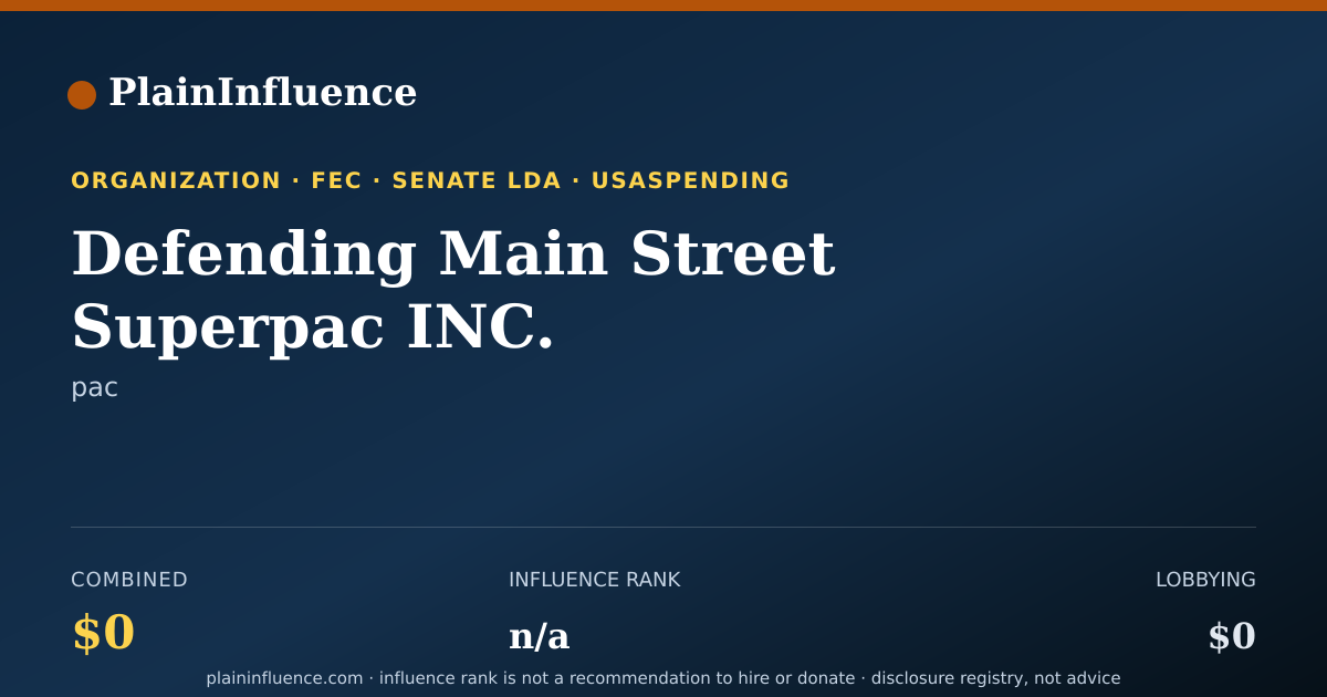 Shareable card for Defending Main Street Superpac INC.
