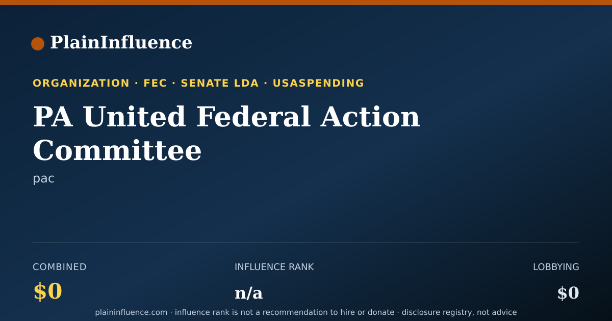 Shareable card for PA United Federal Action Committee