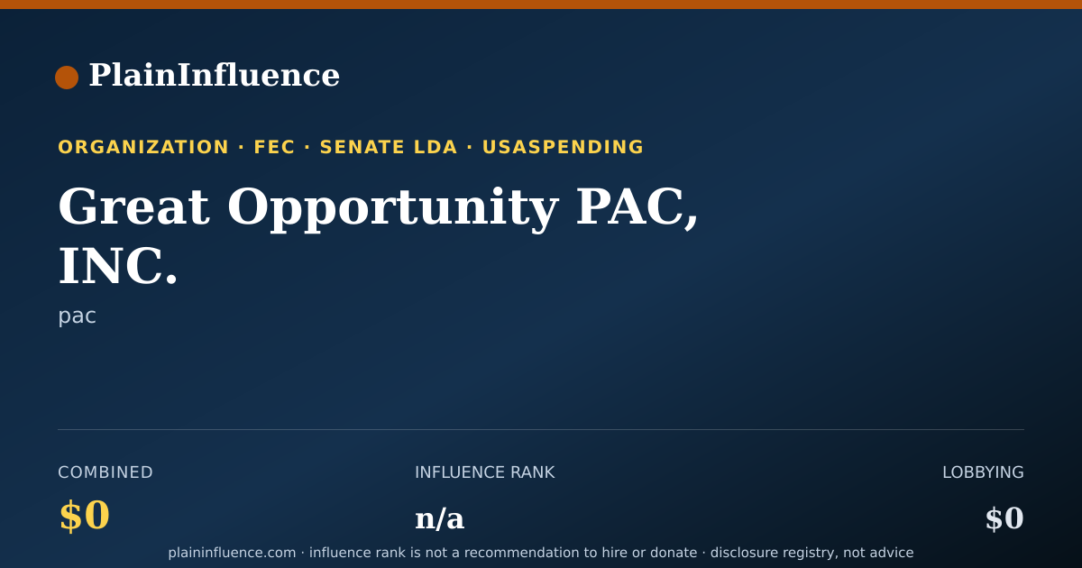 Shareable card for Great Opportunity PAC, INC.