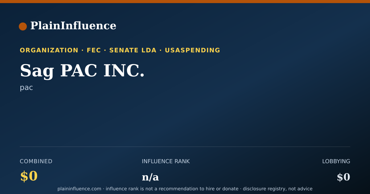 Shareable card for Sag PAC INC.
