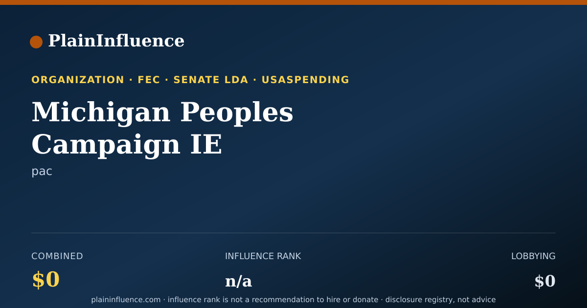 Shareable card for Michigan Peoples Campaign IE