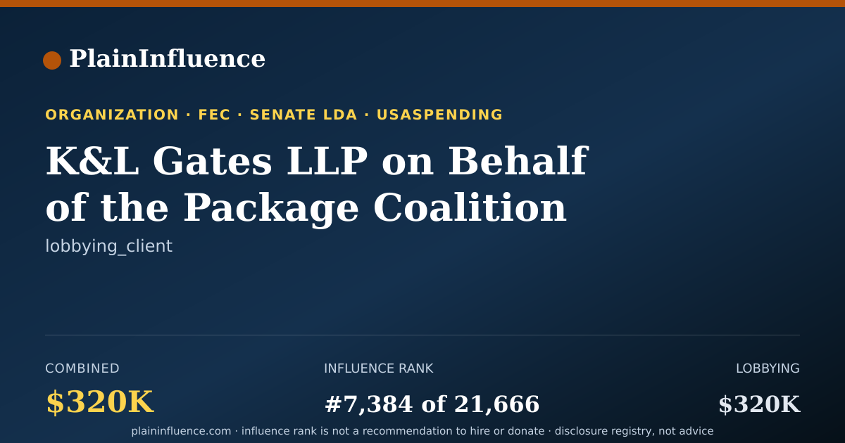 Shareable card for K&L Gates LLP on Behalf of the Package Coalition LLC