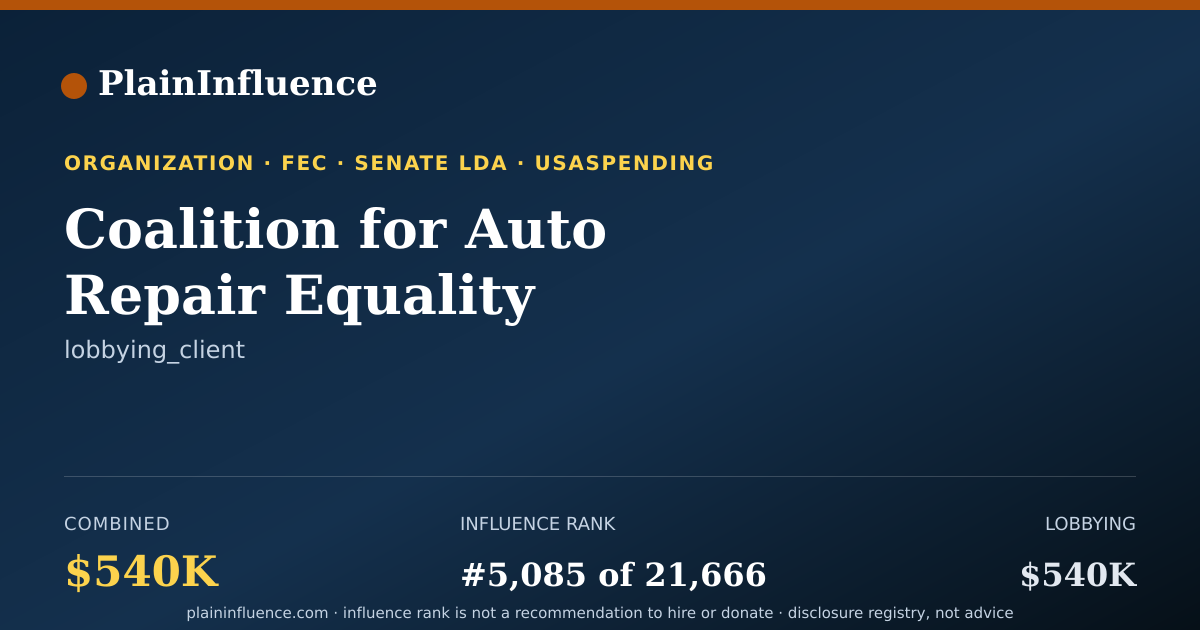 Shareable card for Coalition for Auto Repair Equality