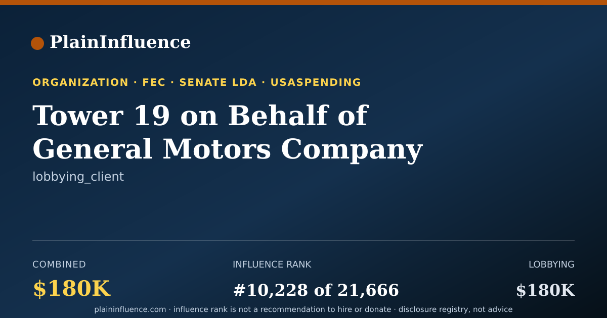 Shareable card for Tower 19 on Behalf of General Motors Company