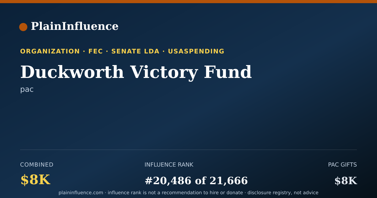 Shareable card for Duckworth Victory Fund