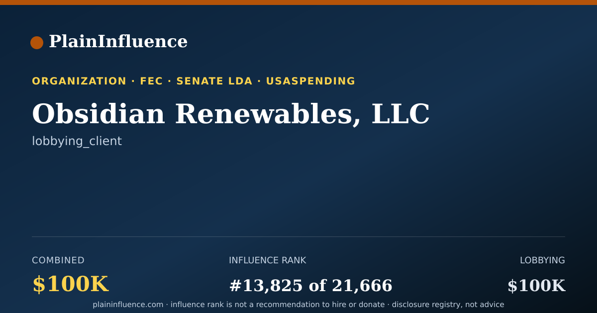 Shareable card for Obsidian Renewables, LLC