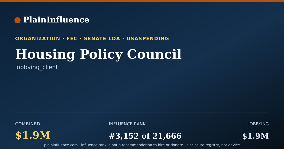 Shareable card for Housing Policy Council