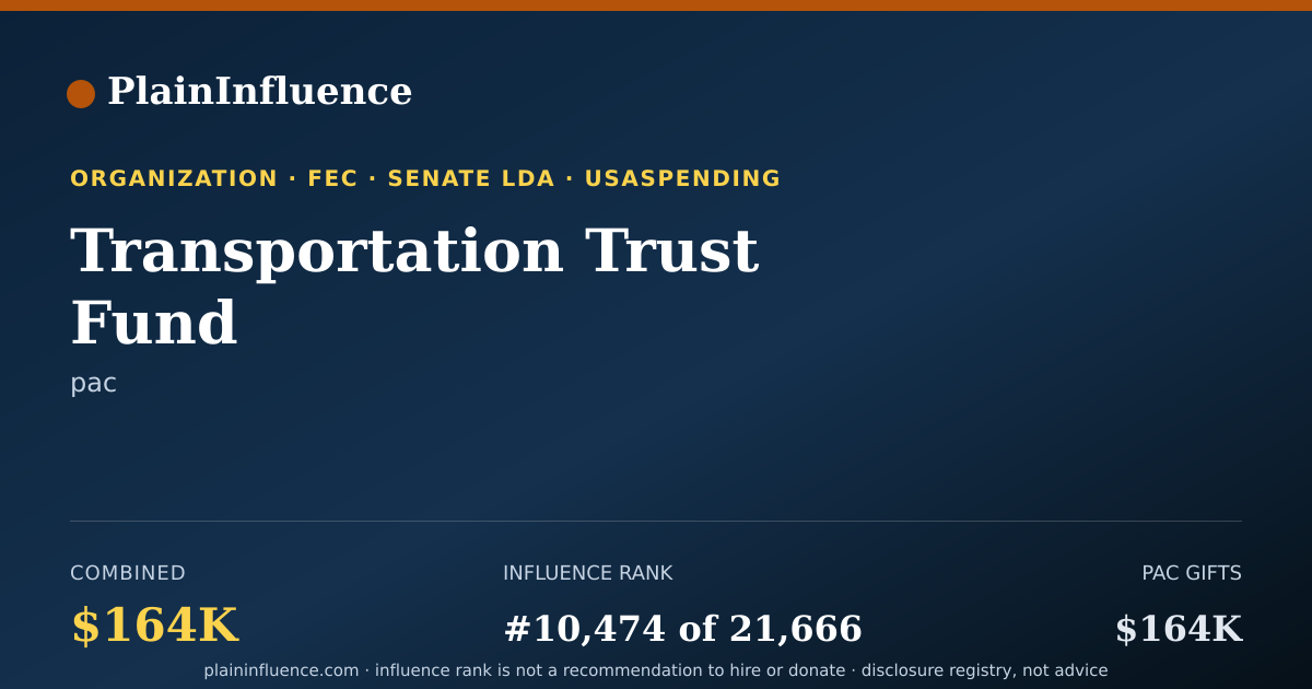 Shareable card for Transportation Trust Fund