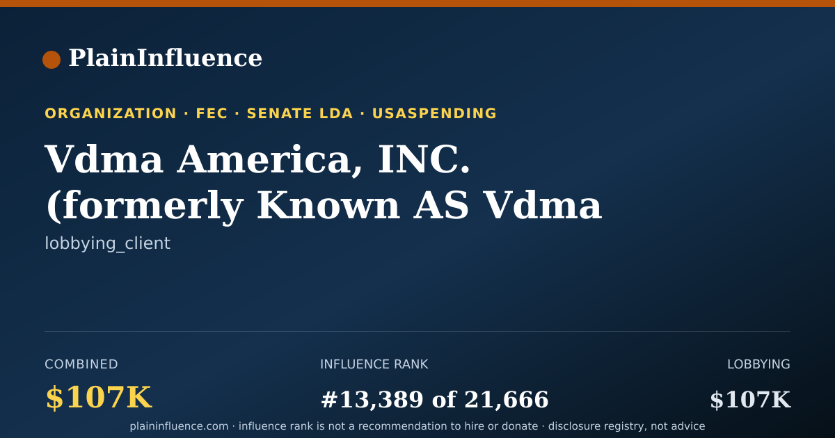 Shareable card for Vdma America, INC. (formerly Known AS Vdma Washington, INC.)
