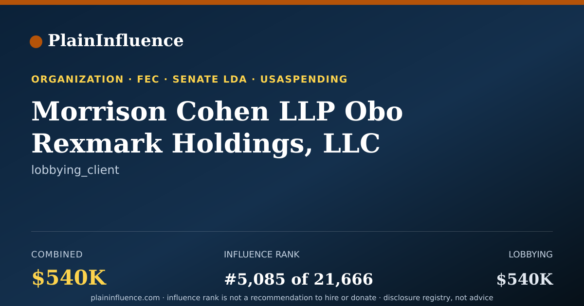 Shareable card for Morrison Cohen LLP Obo Rexmark Holdings, LLC