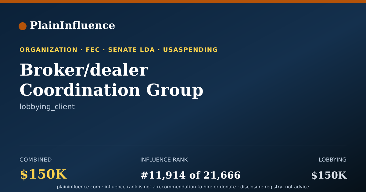 Shareable card for Broker/dealer Coordination Group