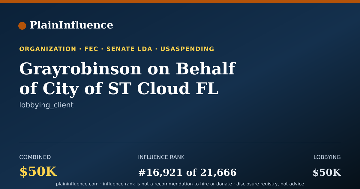 Shareable card for Grayrobinson on Behalf of City of ST Cloud FL